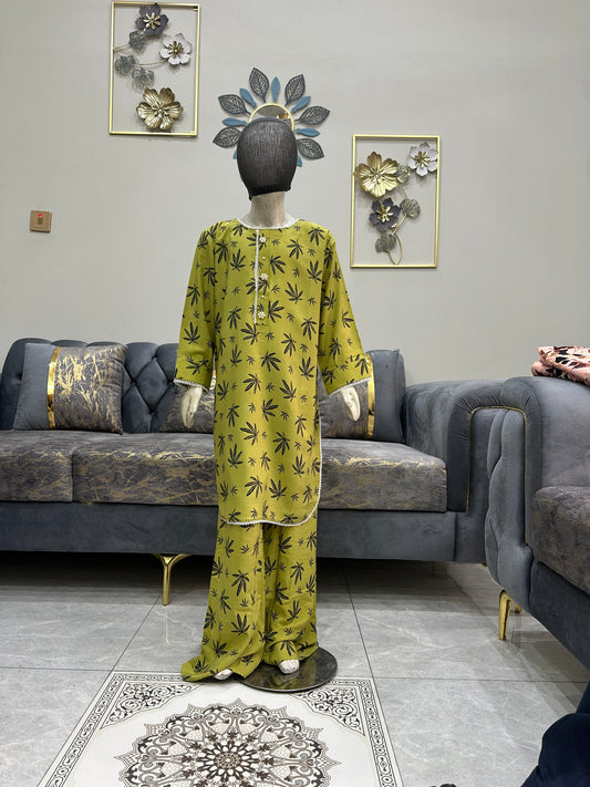 Baby Girl Printed Linen Plazo