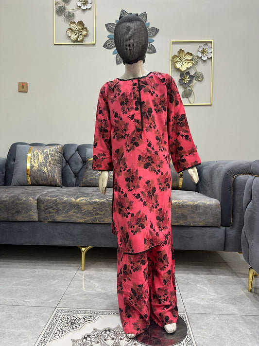 Baby Girl Printed Linen Plazo