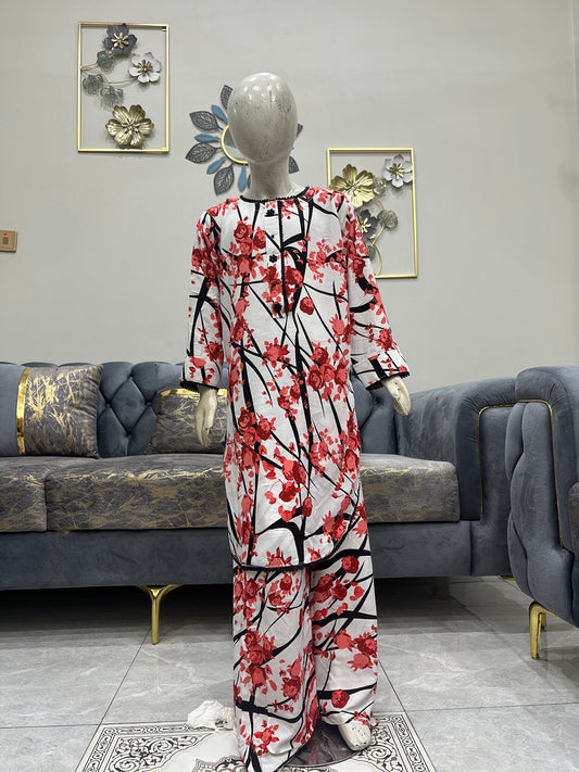 Baby Girl Printed Linen Plazo