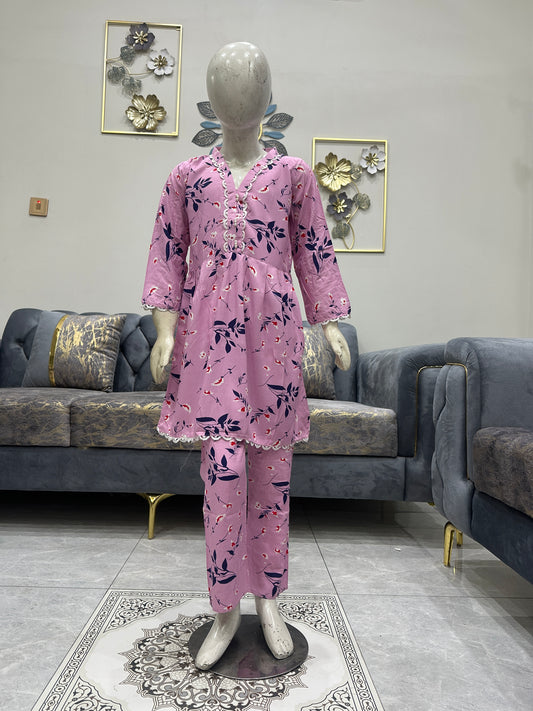 Baby Girl Printed Linen Frock